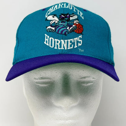 Vintage 90s Charlotte Hornets Hat Baseball Cap Wool NBA Basketball Snapback Blue