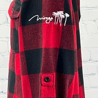 Michelob Ultra Mirage Casino Flannel Button Front Shirt Red Cowboy Mens M Medium
