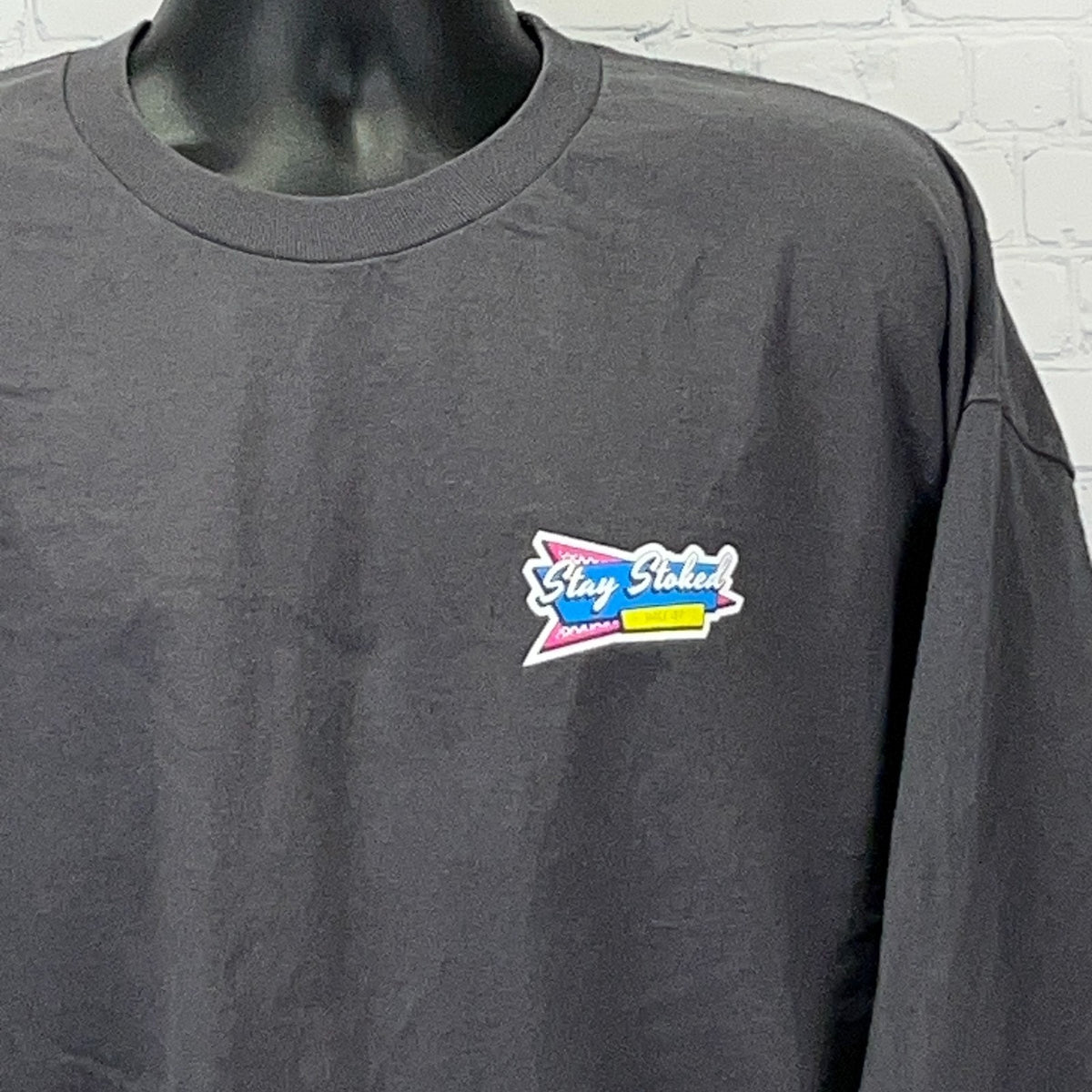 T&C Surf Designs Hawaii Stay Stoked Long Sleeve T Shirt 3XL XXXL Gray Surf Tee