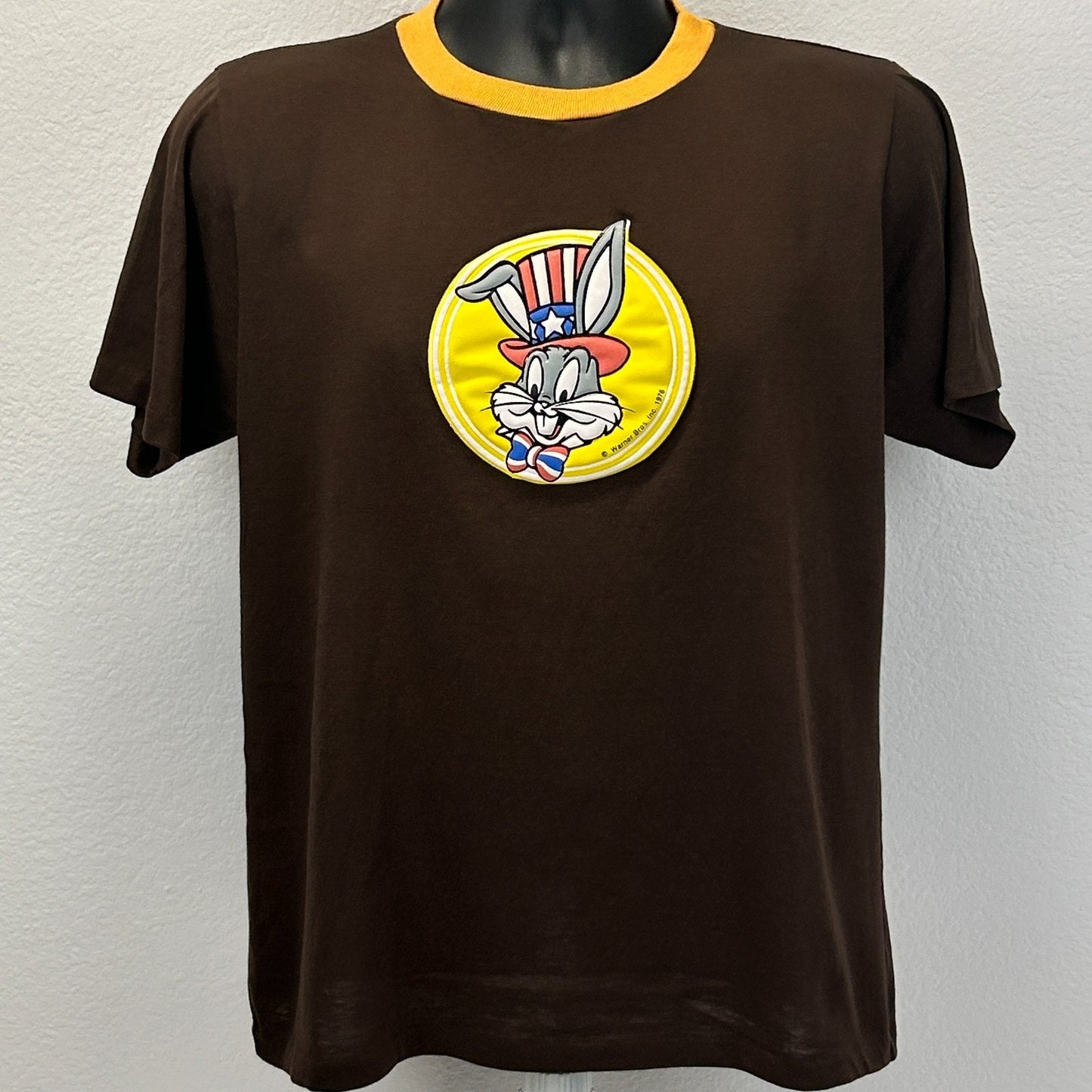 Vintage 70s Bugs Bunny USA T Shirt Patriotic Independence Day Brown Tee M Medium