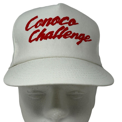 Conoco Challenge Vintage Baseball Hat Cap White 90s Oil Gas Petroleum USA Made