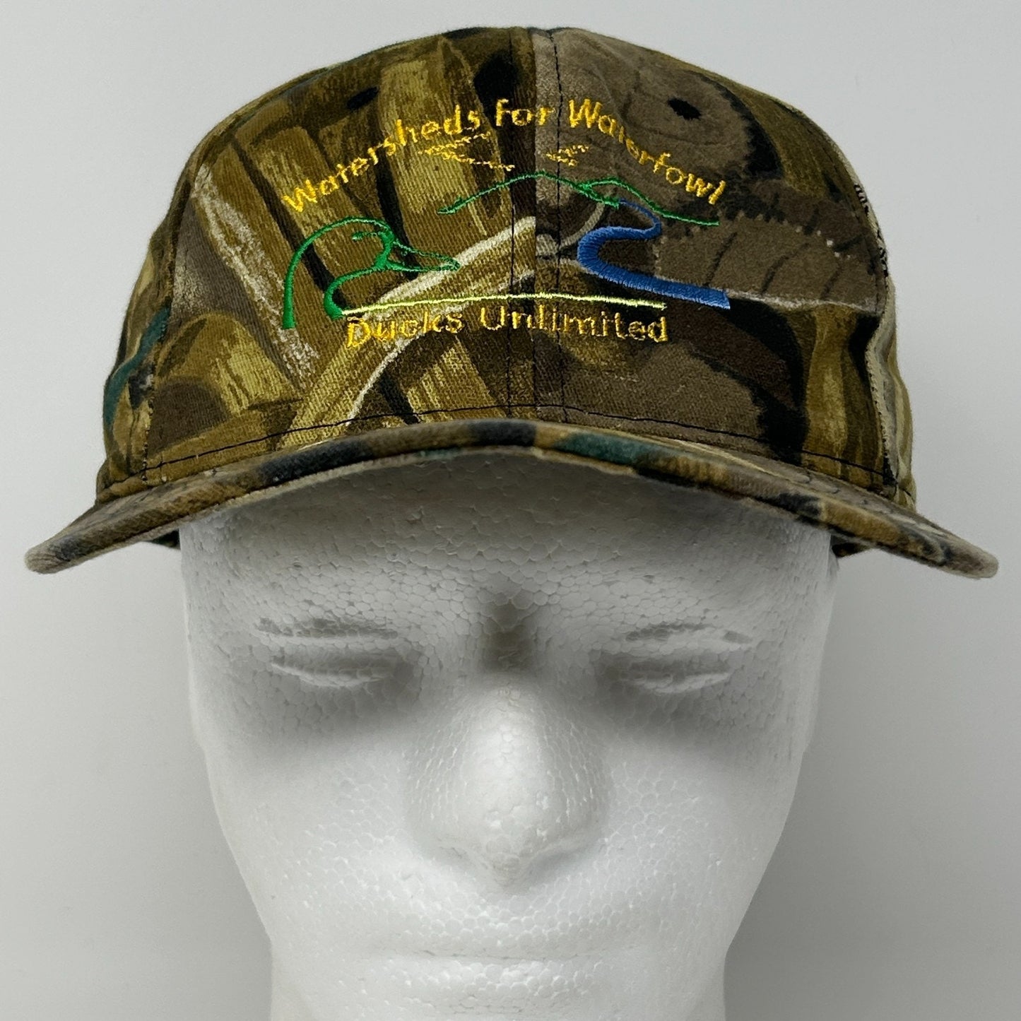 Vintage 90s Ducks Unlimited Hat Baseball Cap Waterfowl Camouflage Snapback Beige