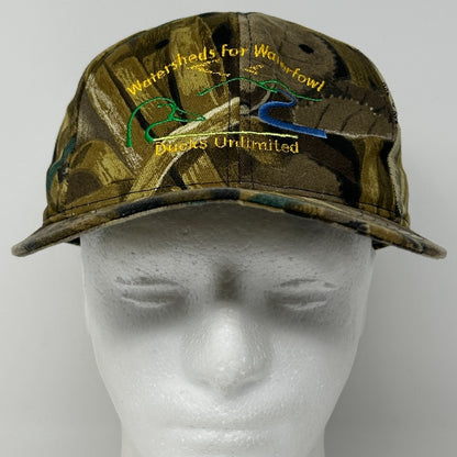 Vintage 90s Ducks Unlimited Hat Baseball Cap Waterfowl Camouflage Snapback Beige