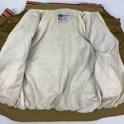 Vintage 80s San Francisco 49ers Satin Bomber Jacket L Large Gold Stahl-Urban NFL