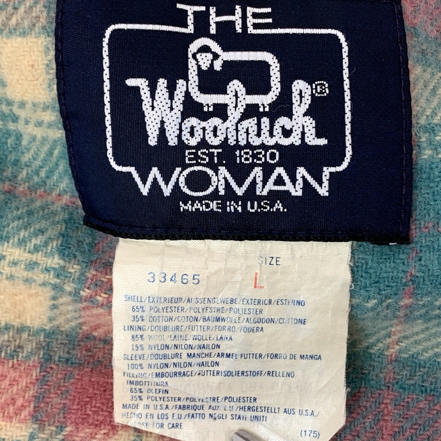 Woolrich mujeres granero campo tarea abrigo vintage 70s lana rosa forrado EE.UU. hecho grande