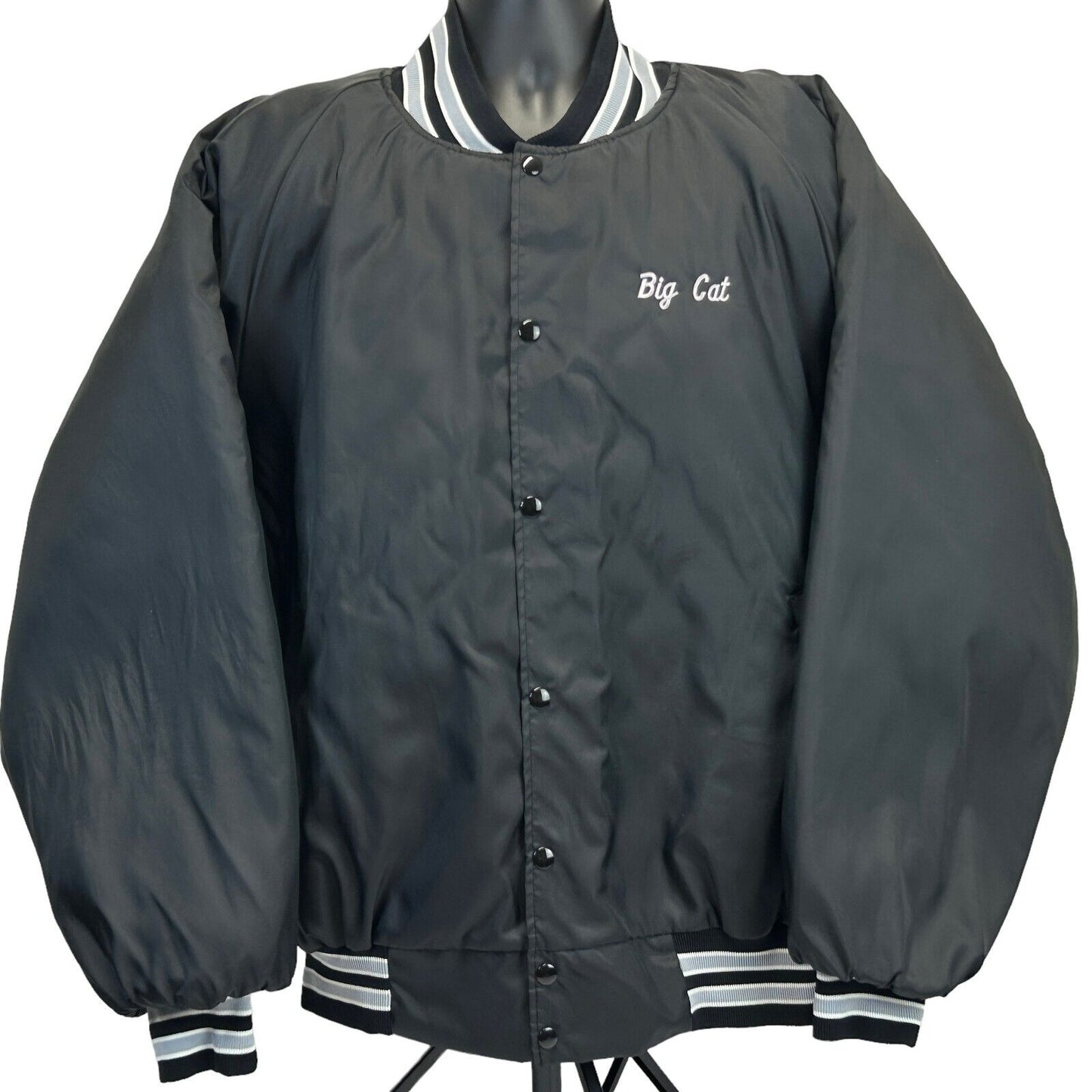 Chaqueta vintage Kazs Softball Milwaukee Satin Bomber 3XL de los años 90, fabricada en EE. UU., para hombre, color negro