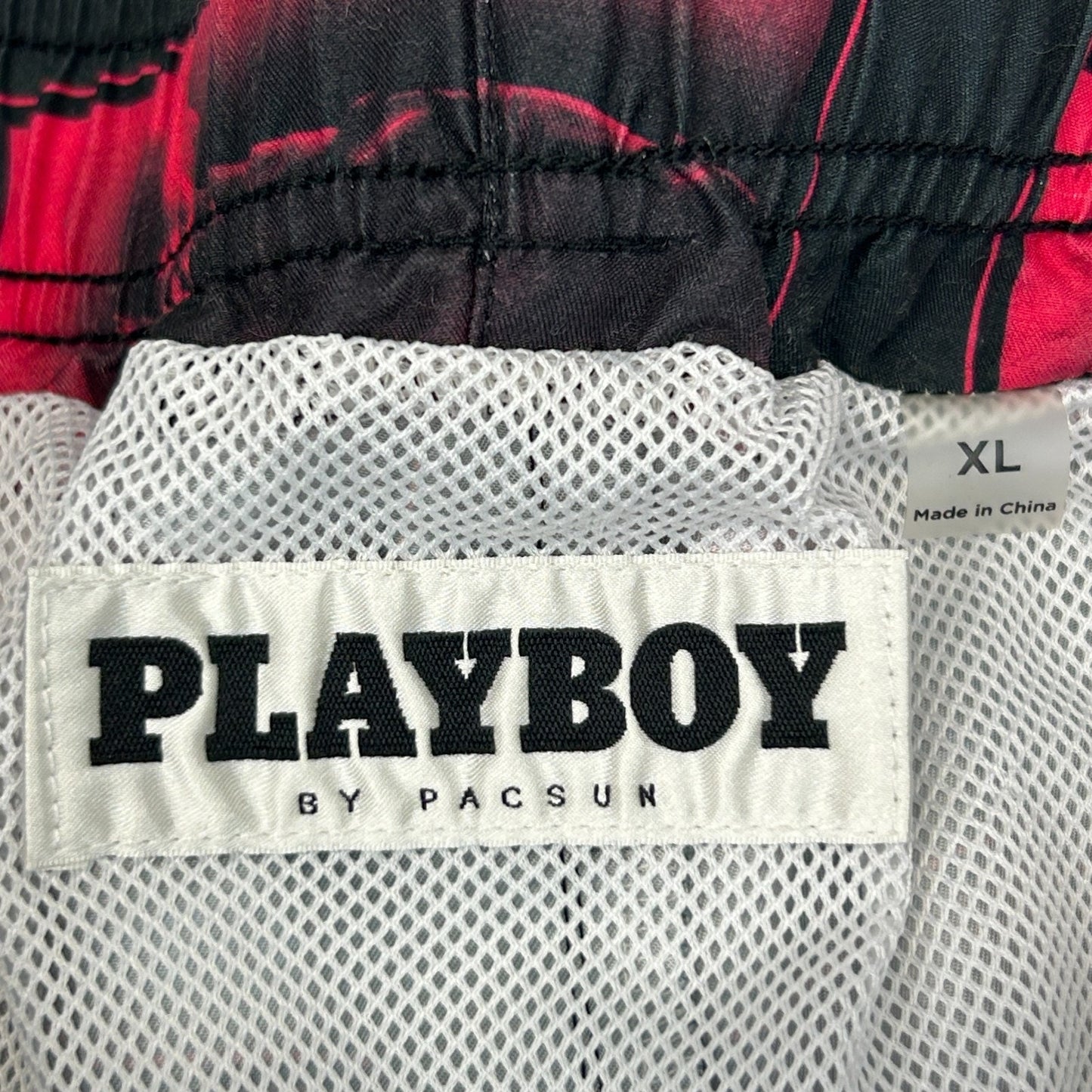 Playboy by Pacsun Swim Trunks Shorts Shop Mesh Lined Pockets Black XL X-Large