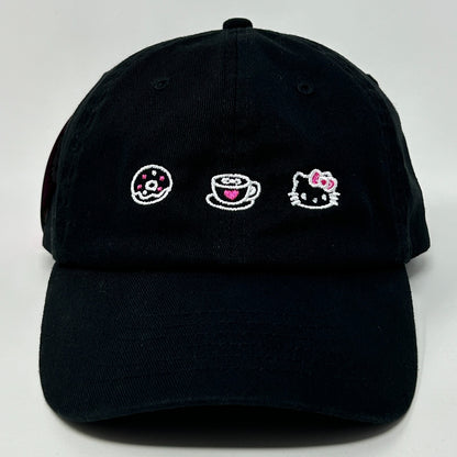 Hello Kitty Cafe Dad Hat Baseball Cap Las Vegas Sanrio 6 Panel Strapback Black