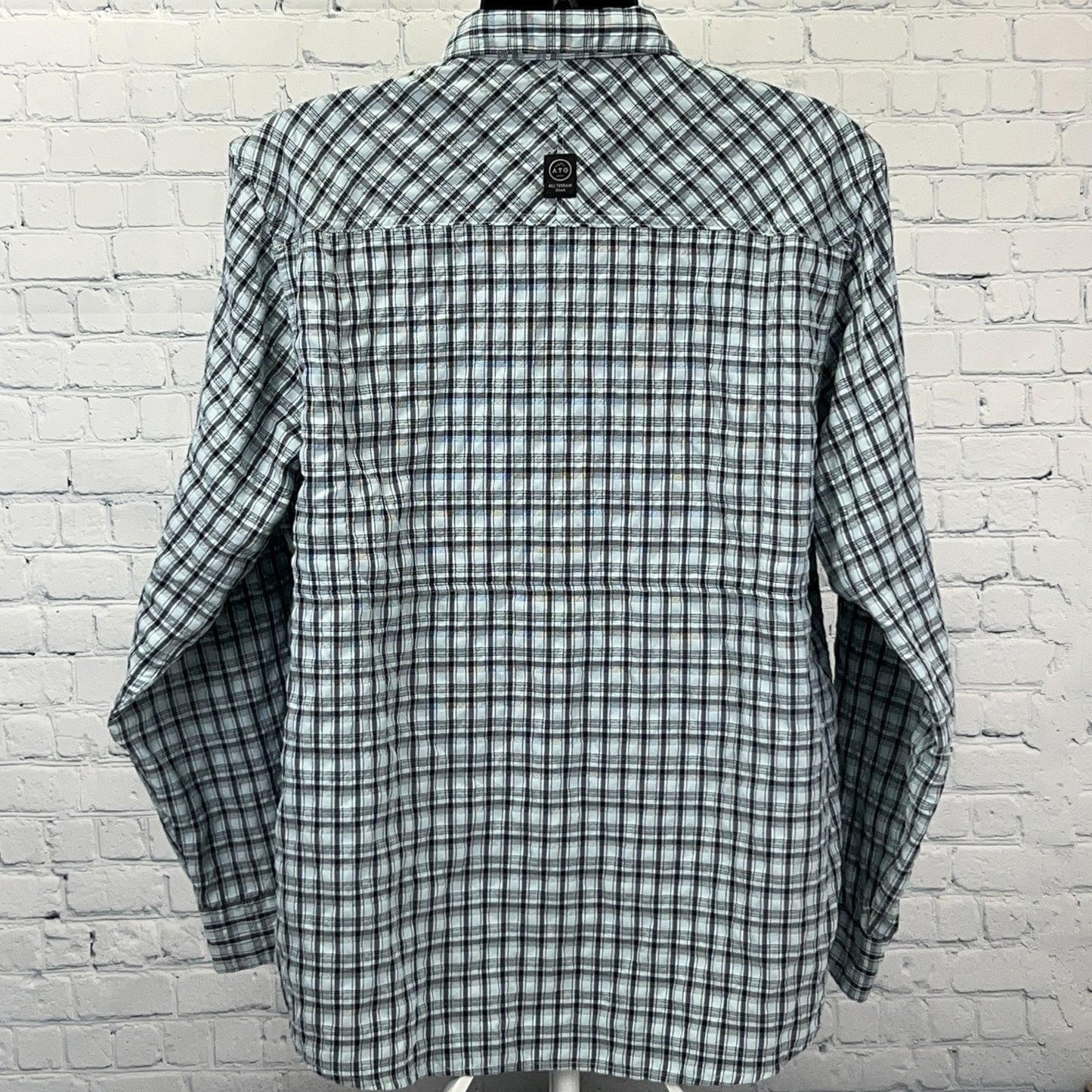 Wrangler x ATG Button Front Shirt All Terrain Gear Vented Blue Plaid XXL 2XL