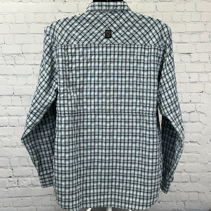 Wrangler x ATG Button Front Shirt All Terrain Gear Vented Blue Plaid XXL 2XL