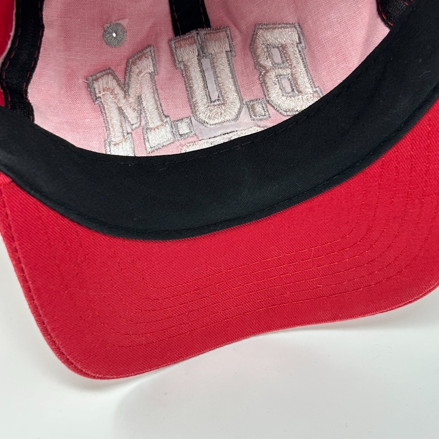 Vintage BUM Equipment Hat Cap Red 80s Logo Snapback 6 Panel