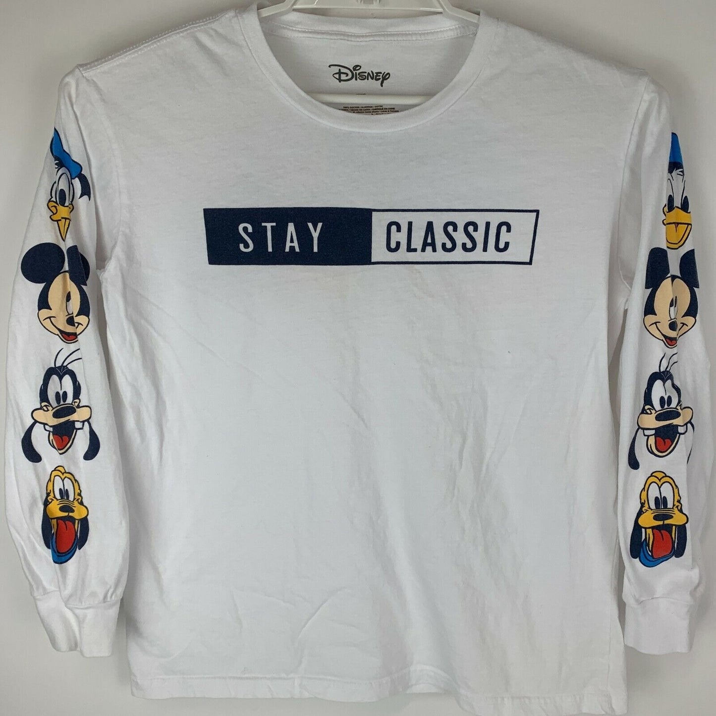 Camiseta de Mickey Mouse de Disney para hombre, color blanco, tamaño pequeño, Disneyland, Pluto, Goofy, Donald Duck