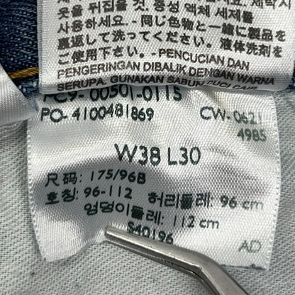 Levis 501 Button Fly Jeans Straight Fit Five Pockets Denim 0115 Blue Mens 38x29
