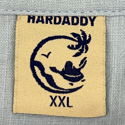 Hardaddy Mandarin Collar Henley Shirt Roll Tab Long Sleeves Blue Mens 2XL XXL