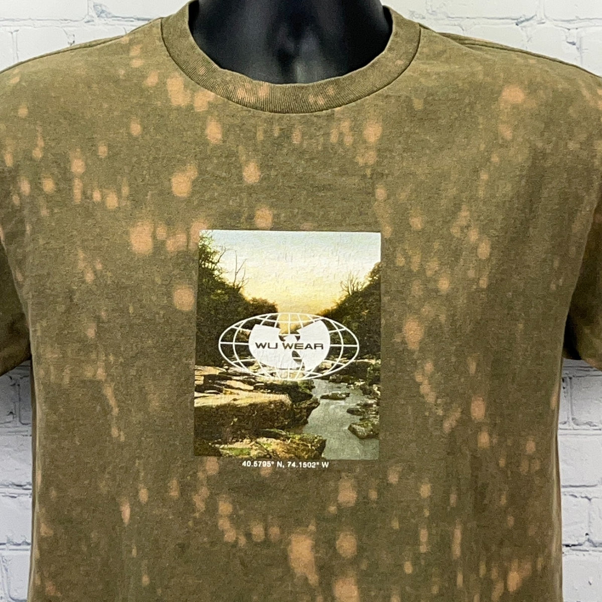 Wu Wear Wu-Tang Clan Staten Island NYC T Shirt M Medium Hip Hop Bleach Dye Green
