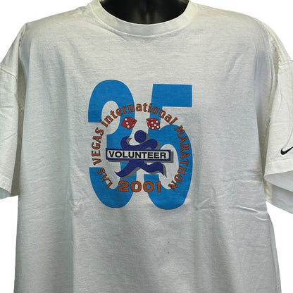 Nike 2001 Las Vegas Marathon Vintage Y2Ks T Shirt Running Runner Made In USA 2XL
