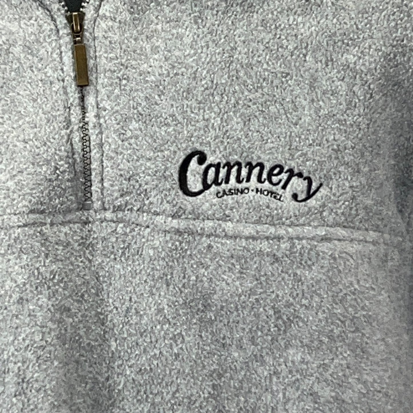 Cannery Casino Hotel Las Vegas 1/4 Zip Fleece Jacket M Medium Gray Pockets