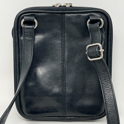 Fossil Black Leather Mini Crossbody Bag Credit Card Pockets Shoulder Strap