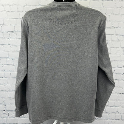 Eddie Bauer Thermal Henley XL X‑Large Gray Cotton Polyester Long Sleeve Shirt