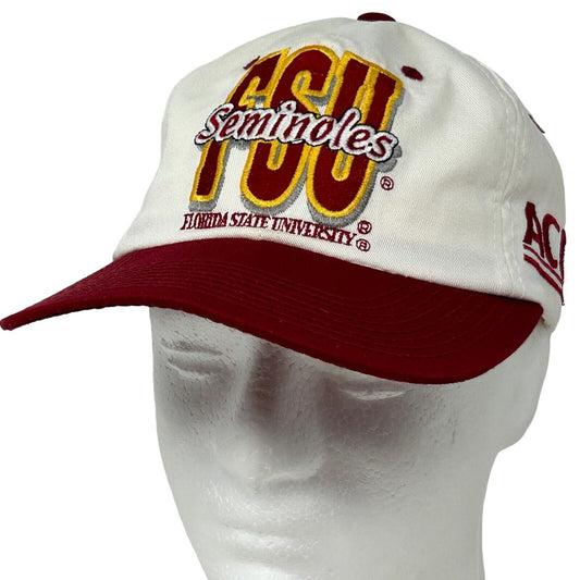 FSU Seminoles Vintage 90s Hat White Florida State University ACC Baseball Cap