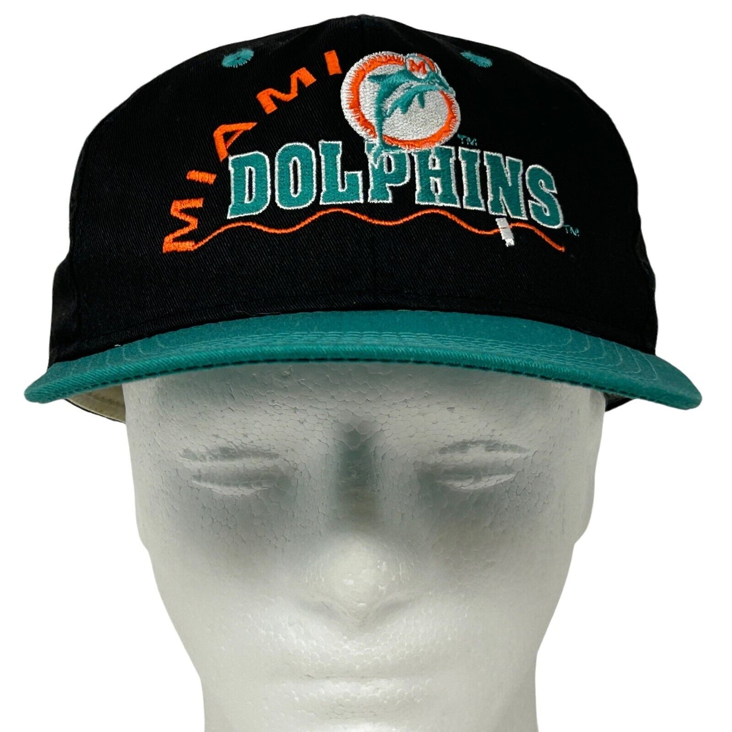 Miami Dolphins Drawstring Hat Vintage 90s Black NFL Football USA Baseball Cap