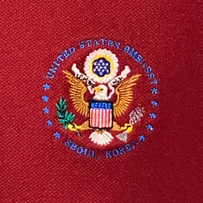 Vintage 90s United States Embassy Seoul South Korea Polo Shirt SS Red L Large