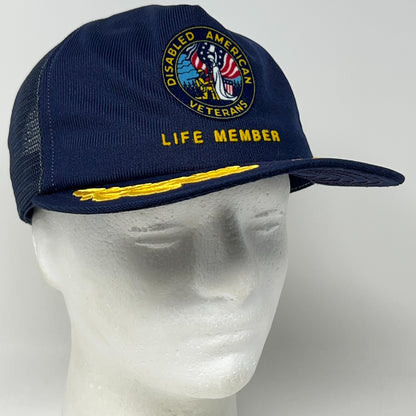 Vintage 80s Disabled American Veterans Trucker Hat Baseball Cap Snapback Blue