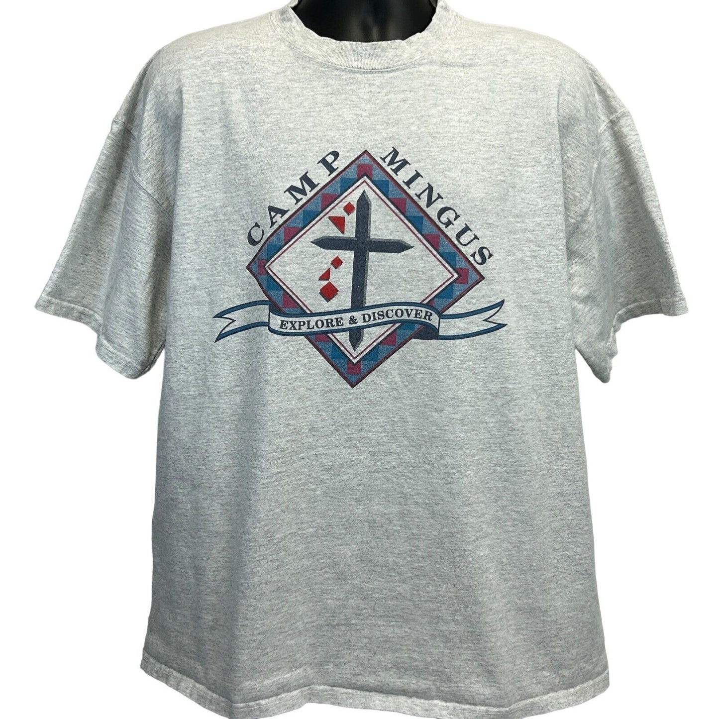 Camp Mingus Mountain Vintage T Shirt X-Large 90s Religion Christian Mens Gray