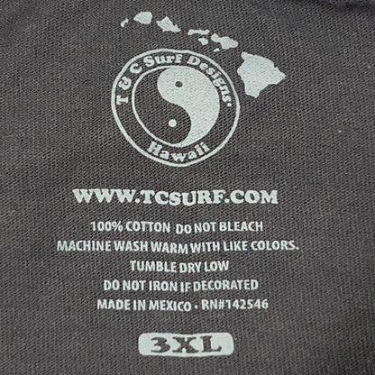 T&C Surf Designs Hawaii Stay Stoked Long Sleeve T Shirt 3XL XXXL Gray Surf Tee