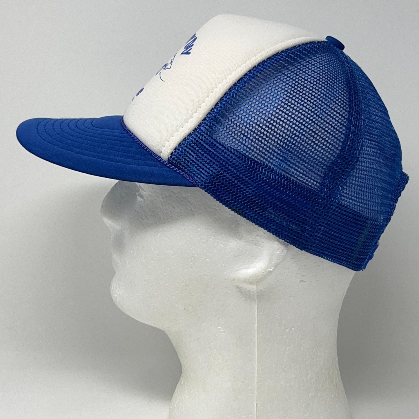 Vintage 80s Izorline Fishing Line Trucker Hat Baseball Cap Shark Snapback Blue