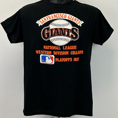 Vintage San Francisco SF Giants 1987 T Shirt Mens M Medium Black 80s Made In USA