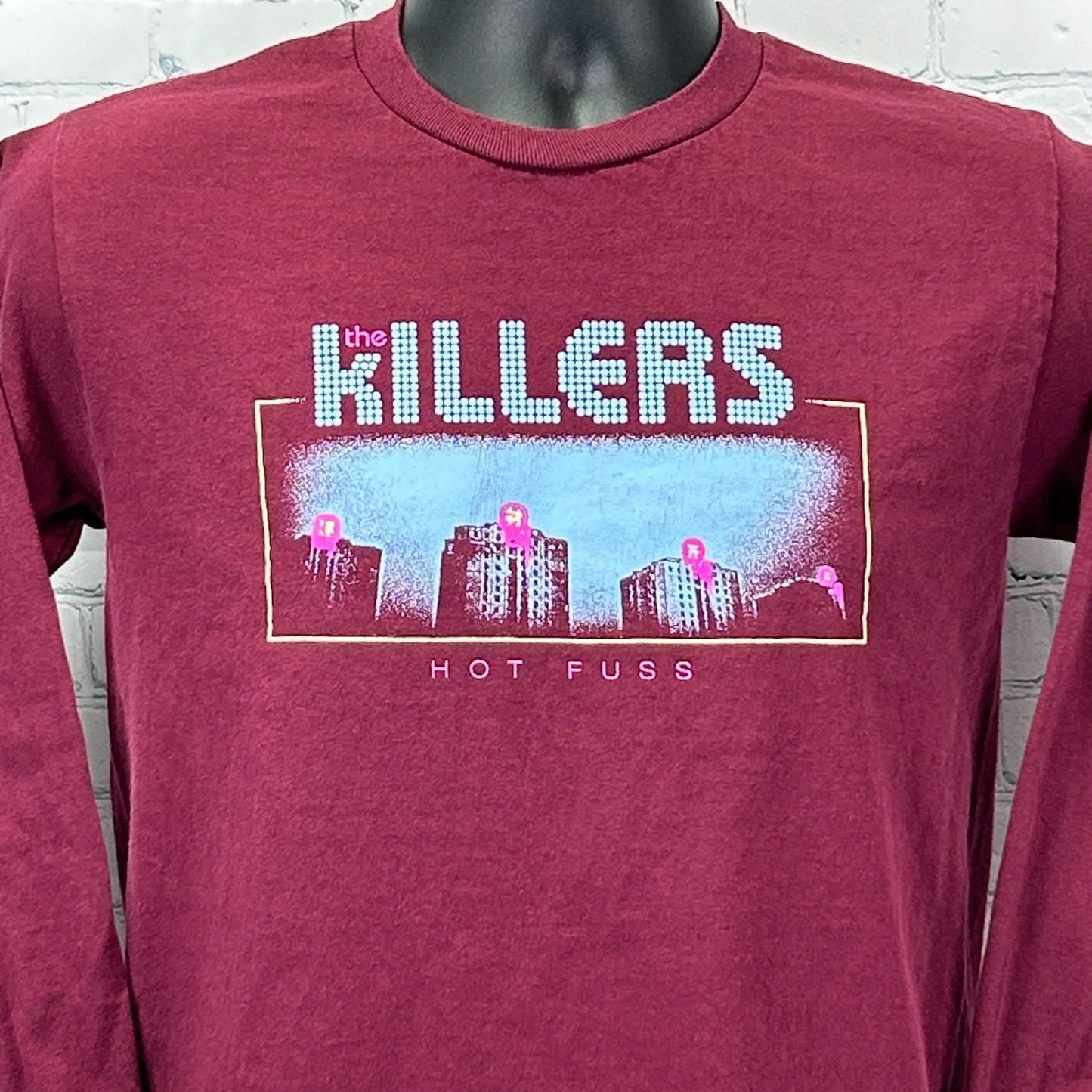 The Killer Hot Fuss Album Tracklist T Shirt Rock Band LS Red Tee Mens S Small