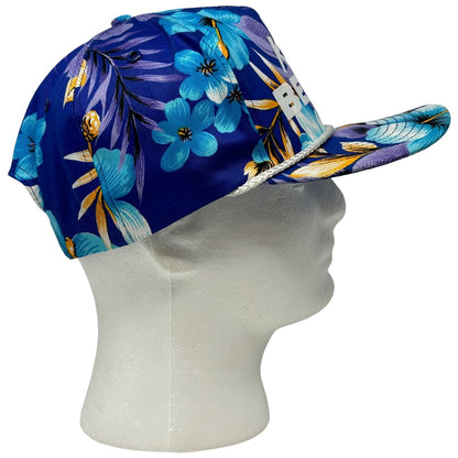 Ken Betts Hawaiian Floral Hat Vintage 90s Blue Rope Cord Snapback Baseball Cap