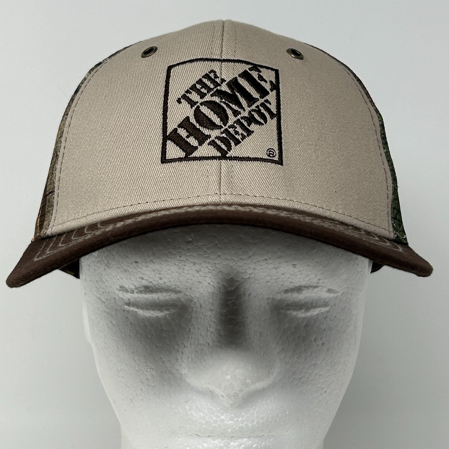 The Home Depot Trucker Hat Baseball Cap Hunting Camouflage Mesh Snapback Brown