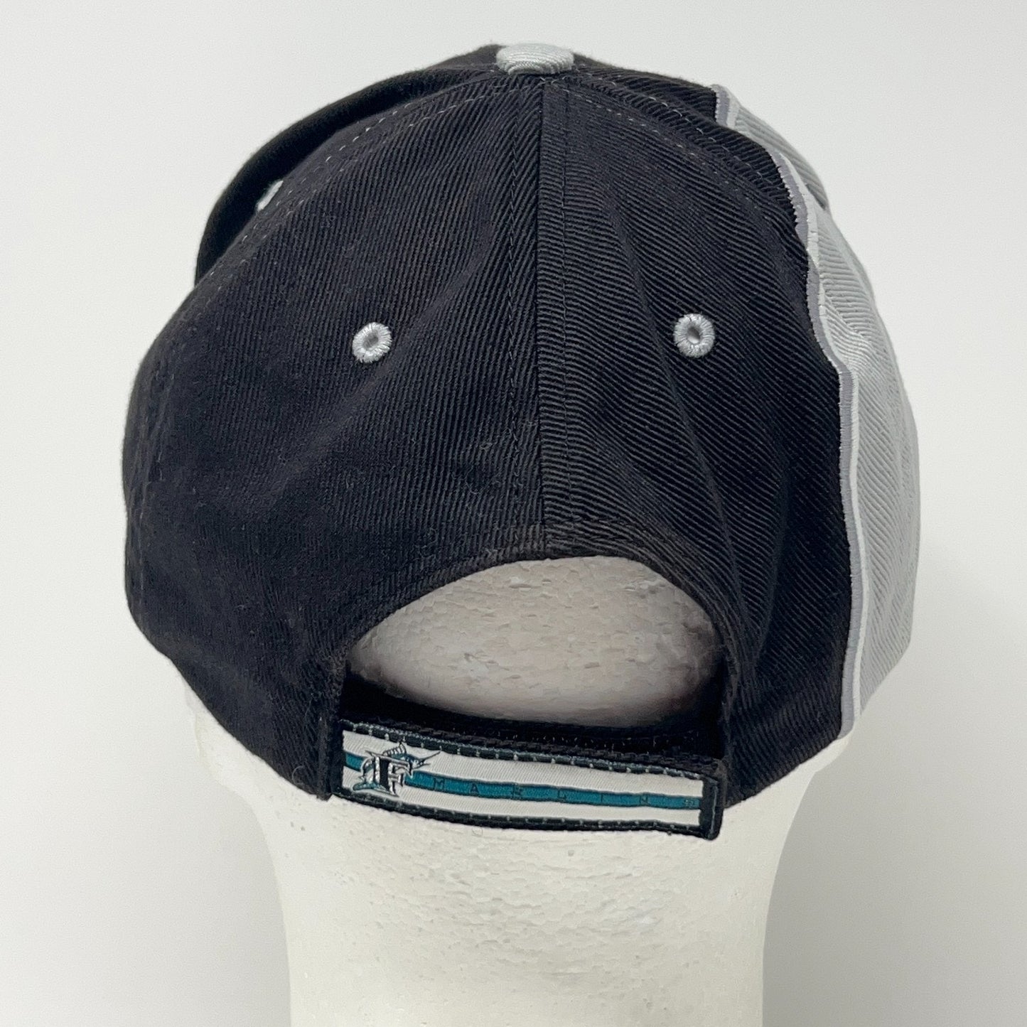 Vintage 90s Florida Miami Marlins Hat Baseball Cap Black Strapback 6 Panel MLB