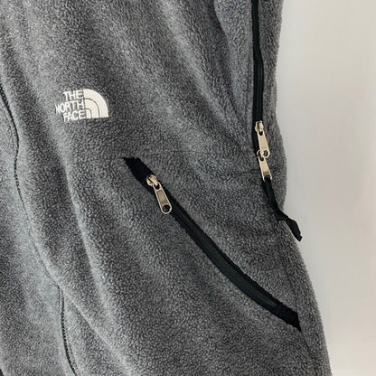 The North Face Fleece Jacket Medium Full Zipper Pockets Drawstring Mens Gray