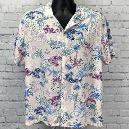 Good Vibes Hawaiian Camp Shirt Mens L Large White Drill Clothing Co Button Front