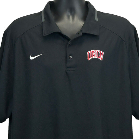 UNLV Runnin' Rebels Nike Polo T Shirt 2XL NCAA Las Vegas Dri Fit Tee Mens Black