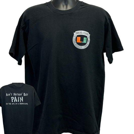 University of Miami Hurricanes Vintage 90s T Shirt X-Large UMiami USA Mens Black