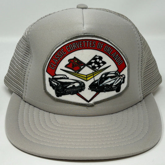 Vintage 80s Classic Corvettes of Orlando Trucker Hat Cap Florida Mesh Snapback - Neon Vintage