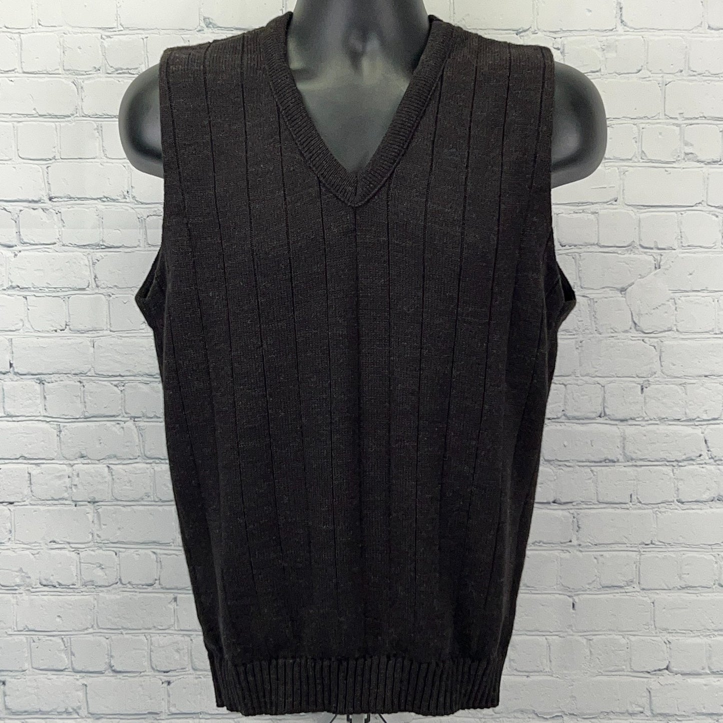 Vintage Y2Ks Delta Airlines V Neck Sweater Vest M Medium Brown Cintas USA Made
