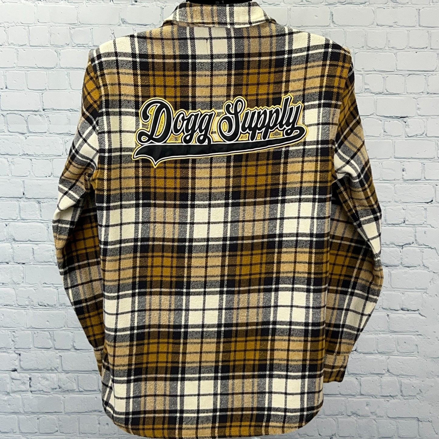 Dogg Supply by Snoop Dogg Flannel Button Front Shirt Rap Plaid Yellow L Large
