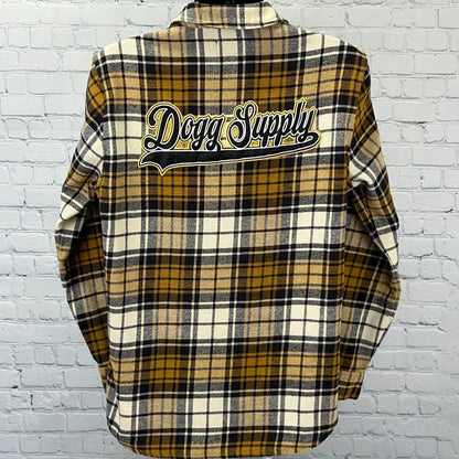 Dogg Supply by Snoop Dogg Flannel Button Front Shirt Rap Plaid Yellow L Large