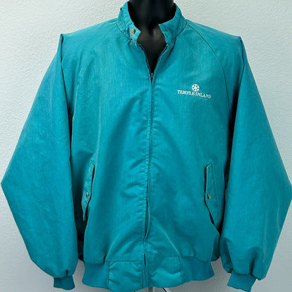 Vintage 90s Temple Inland Bomber Jacket Austin Texas USA Made Blue Mens L Large