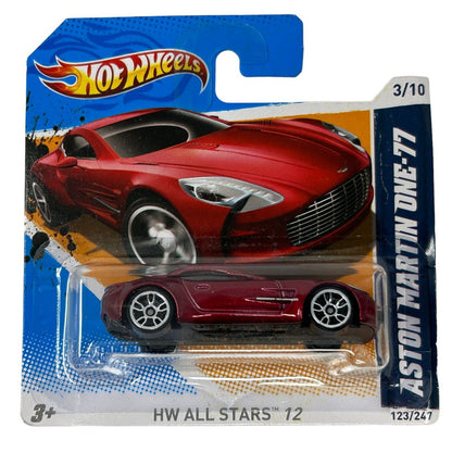 Coche de colección Hot Wheels Aston Martin One-77 en fundición a presión, tarjeta corta roja, 2012, nuevo