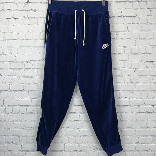 Nike Velvet Sweatpants Blue S Small Drawstring Joggers 95% Polyester Spandex