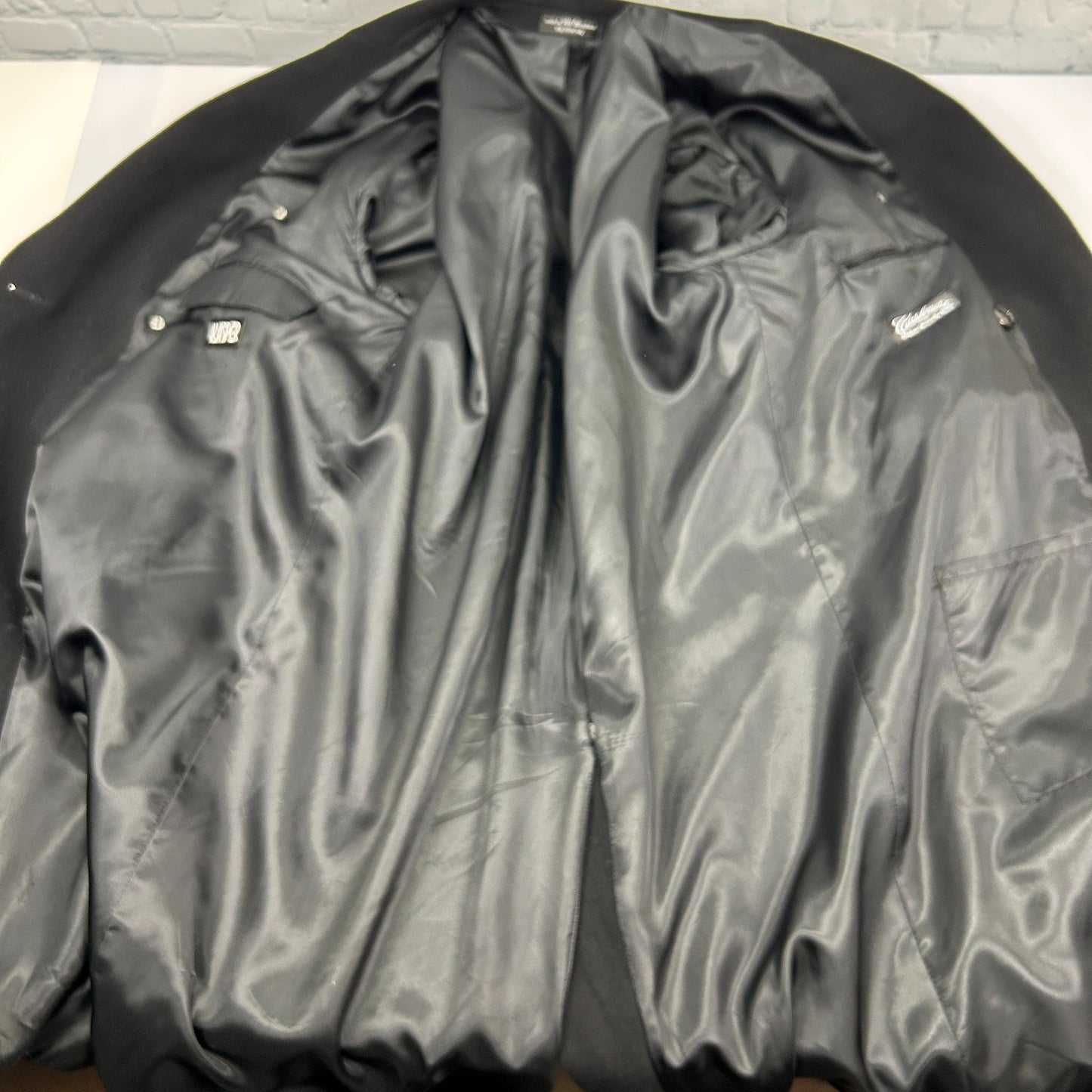 Vintage 90s Kasper Cashmere Blend Double Breasted Overcoat Black 42S 42 Short