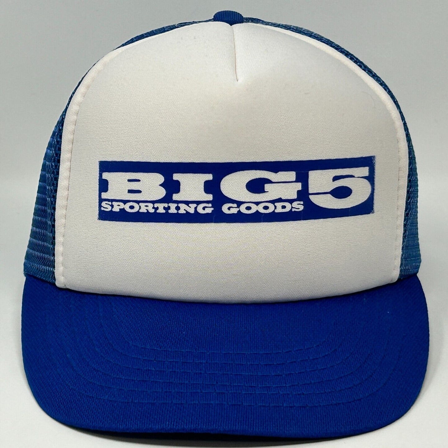 Big 5 Sporting Goods Trucker Hat Vintage 90s Blue Mesh Snapback Baseball Cap