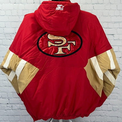 Vintage San Francisco 49ers Starter Pro Line Jacket XXL 2XL Red Anorak Pullover