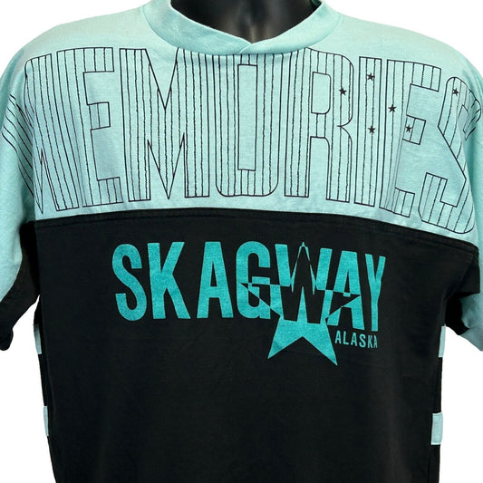 Skagway Alaska Memories T Shirt Medium Vintage 80s Made In USA Mens Blue